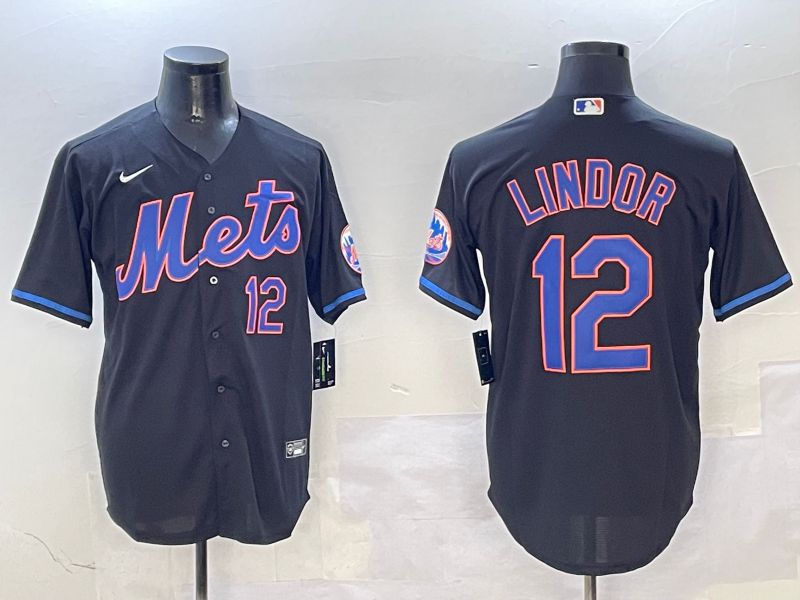 Men New York Mets #12 Lindor Black Game Fashion 2025 Nike MLB Jersey style 5->pittsburgh pirates->MLB Jersey